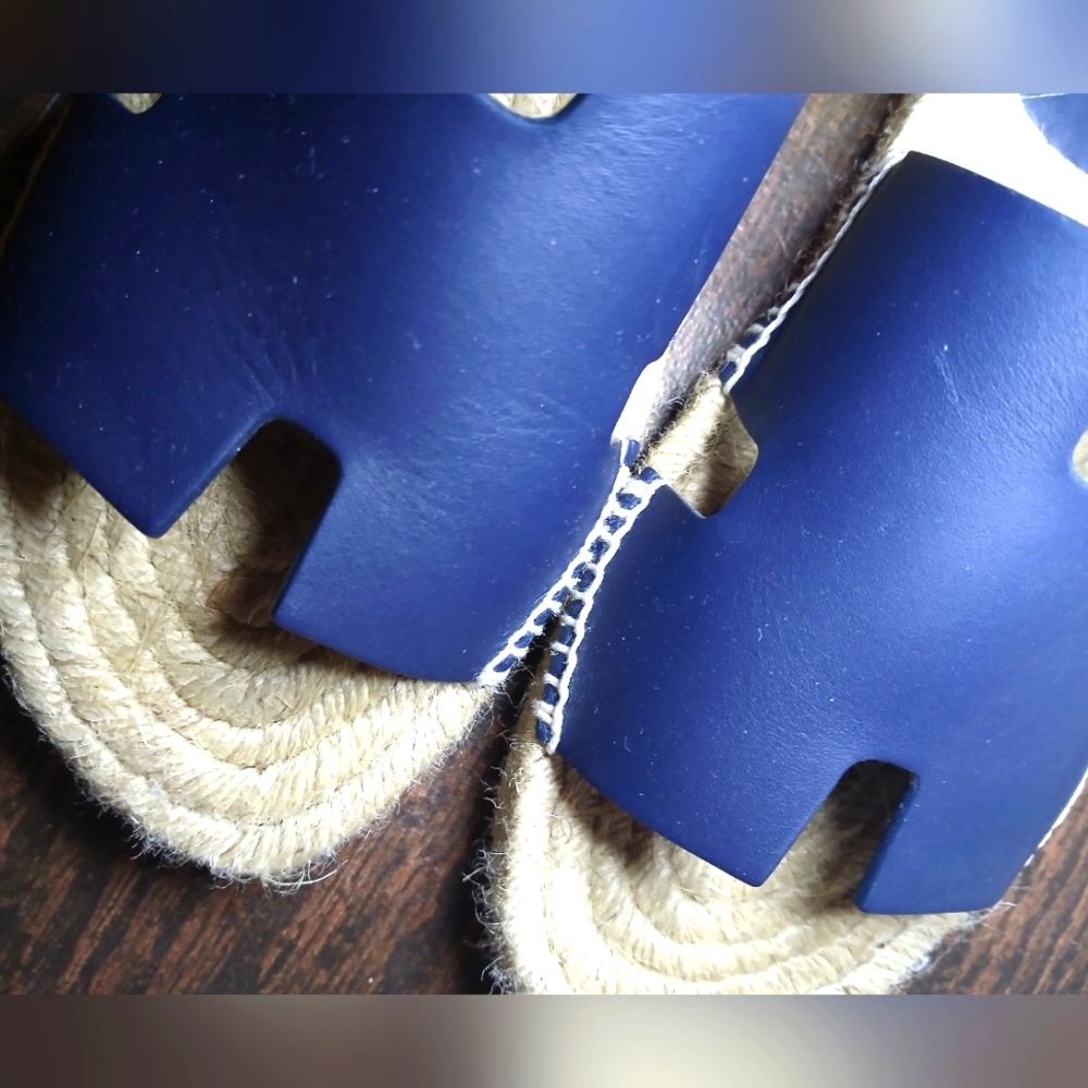 Hermès Navy Blue Antigua Espadrilles Sandals - Picture 4 of 10